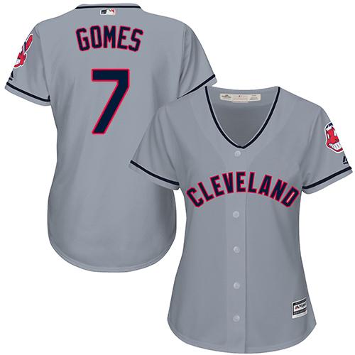 Indians #7 Yan Gomes Grey Road Women's Stitched MLB Jersey - Click Image to Close